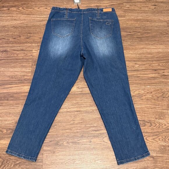 NWT Cenia Medium Wash Blue Jeans with Leopard Print and Bling Side Trim Size 16W - Picture 12 of 14